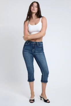 Women's Luxe High Rise Capri With Side Slit -Wana Fashion Shop C113760 09S 4