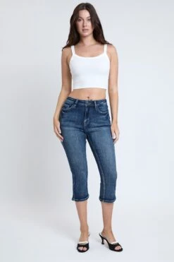 Women's Luxe High Rise Capri With Side Slit -Wana Fashion Shop C113760 09S 5