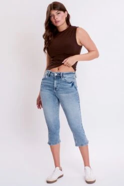 Women's Luxe High Rise Capri With Side Slit -Wana Fashion Shop C113760 09Y 5