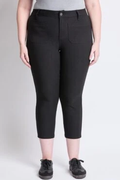 Women's Plus Hyperstretch Crop Straight Leg Pants -Wana Fashion Shop EF124131 BLACK 1