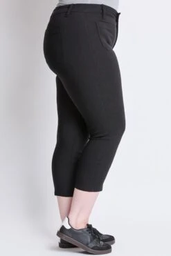 Women's Plus Hyperstretch Crop Straight Leg Pants -Wana Fashion Shop EF124131 BLACK 2