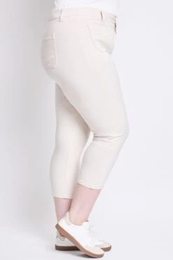 Women's Plus Hyperstretch Crop Straight Leg Pants -Wana Fashion Shop EF124131 ECRU 2