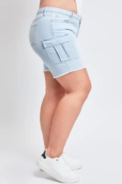 Women's Plus Low Rise Frayed Cargo Bermuda Shorts -Wana Fashion Shop EM110977 Q08 4