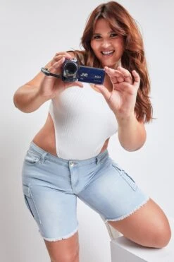 Women's Plus Low Rise Frayed Cargo Bermuda Shorts -Wana Fashion Shop EM110977 Q08 8