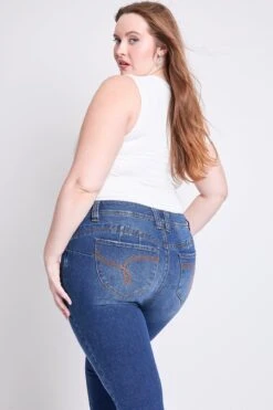 Women's Plus WannaBettaButt Mid Rise Embroidered Skinny Jean -Wana Fashion Shop EP011675 N08 6