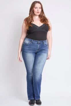Women's Plus Mid Rise Premium Stitch Bootcut Jeans -Wana Fashion Shop EP018386 S08 4
