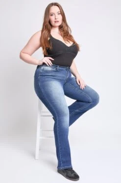 Women's Plus Mid Rise Premium Stitch Bootcut Jeans -Wana Fashion Shop EP018386 S08 9