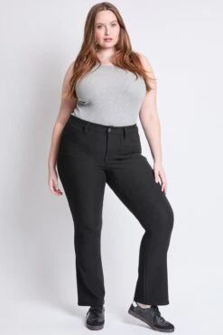 Women's Plus Hyperstretch Bootcut Pants -Wana Fashion Shop EP037131 BLACK 5