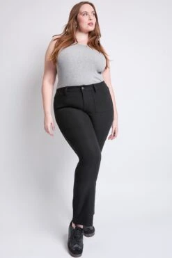 Women's Plus Hyperstretch Bootcut Pants -Wana Fashion Shop EP037131 BLACK 6