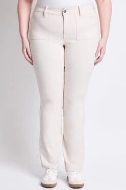 Women's Plus Hyperstretch Bootcut Pants -Wana Fashion Shop EP037131 ECRU 1