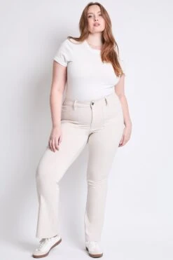 Women's Plus Hyperstretch Bootcut Pants -Wana Fashion Shop EP037131 ECRU 5