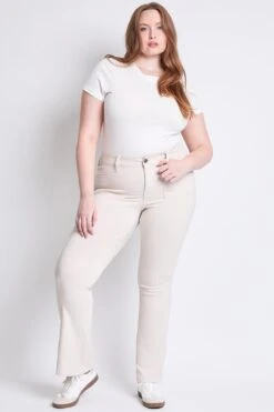 Women's Plus Hyperstretch Bootcut Pants -Wana Fashion Shop EP037131 ECRU 6