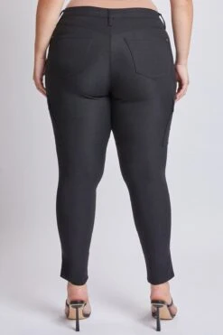 Women's Plus Hyperstretch Skinny Cargo Pants -Wana Fashion Shop EP137731 BLACK 5