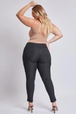 Women's Plus Hyperstretch Skinny Cargo Pants -Wana Fashion Shop EP137731 BLACK 6