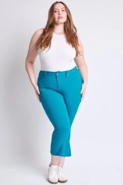 Women's Plus Hyperstretch Cropped Kick Flare Pants 27 Women's Plus Hyperstretch Cropped Kick Flare Pants -Wana Fashion Shop EP206731 BLUDI 4