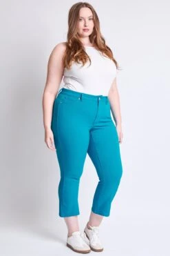 Women's Plus Hyperstretch Cropped Kick Flare Pants 26 Women's Plus Hyperstretch Cropped Kick Flare Pants -Wana Fashion Shop EP206731 BLUDI 5