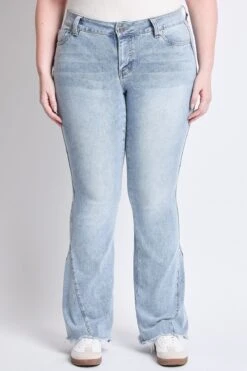 Women's Plus Low Rise Frayed Hem Flare Jeans -Wana Fashion Shop EP211775 05Q 1