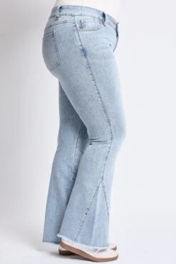 Women's Plus Low Rise Frayed Hem Flare Jeans -Wana Fashion Shop EP211775 05Q 2
