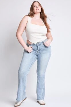 Women's Plus Low Rise Frayed Hem Flare Jeans -Wana Fashion Shop EP211775 05Q 6