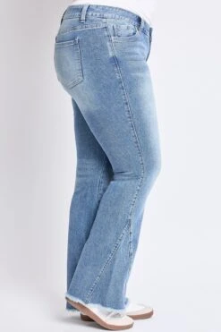 Women's Plus Low Rise Frayed Hem Flare Jeans -Wana Fashion Shop EP211775 2664J 2