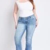 Women's Plus Low Rise Frayed Hem Flare Jeans 1 Women's Plus Low Rise Frayed Hem Flare Jeans -Wana Fashion Shop EP211775 2664J 5