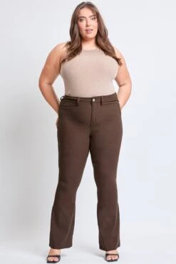 Women's Plus Hyperstretch Flare Pants 32 Women's Plus Hyperstretch Flare Pants -Wana Fashion Shop EP42931R COCO 4