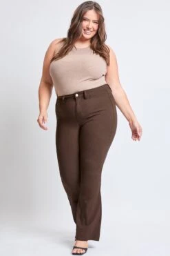 Women's Plus Hyperstretch Flare Pants 36 Women's Plus Hyperstretch Flare Pants -Wana Fashion Shop EP42931R COCO 5