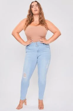 Women's Plus Essential Sustainable Distressed Skinny Jeans -Wana Fashion Shop EP60753 L1861 1