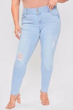 Women's Plus Essential Sustainable Distressed Skinny Jeans -Wana Fashion Shop EP60753 L1861 2