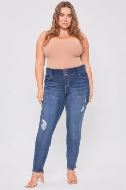 Women's Plus Essential Sustainable Distressed Skinny Jeans -Wana Fashion Shop EP60753 S1861 1
