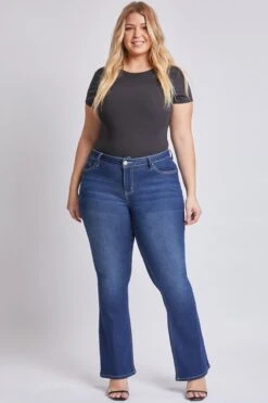 Women's Plus Size Sustainable Mid Rise Bootcut Jeans -Wana Fashion Shop EP60853 S08 1