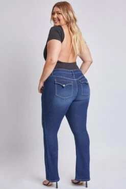 Women's Plus Size Sustainable Mid Rise Bootcut Jeans -Wana Fashion Shop EP60853 S08 5