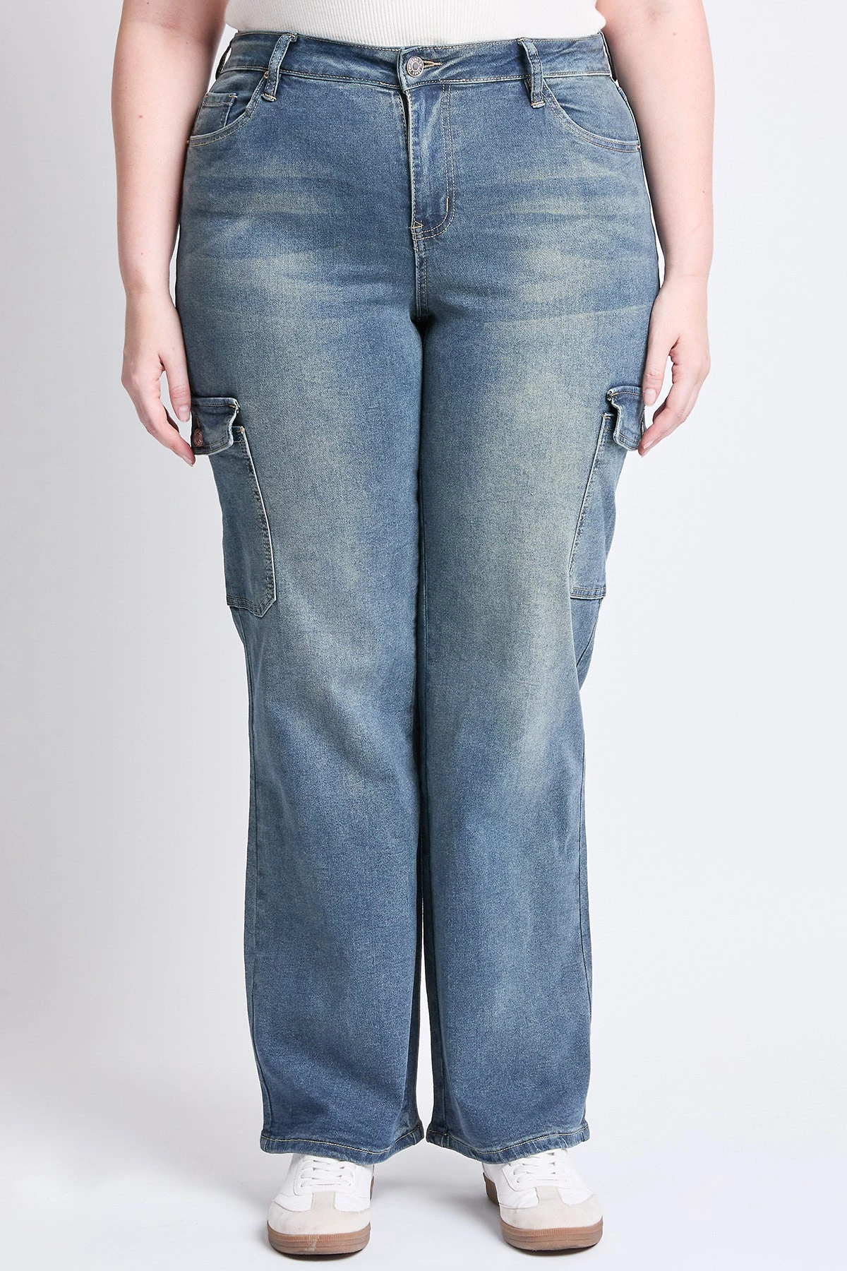 Women's Plus High Rise Wide Leg Skater Cargo Jeans 11 Women's Plus High Rise Wide Leg Skater Cargo Jeans - Image 9