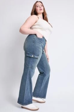 Women's Plus High Rise Wide Leg Skater Cargo Jeans 26 Women's Plus High Rise Wide Leg Skater Cargo Jeans -Wana Fashion Shop EP65362 08RT 7