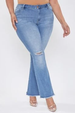 Women's Plus Distressed Super Flare Jeans -Wana Fashion Shop EP912956 1183 1