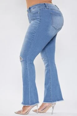 Women's Plus Distressed Super Flare Jeans -Wana Fashion Shop EP912956 1183 3