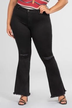 Women's Plus Distressed Super Flare Jeans -Wana Fashion Shop EP912956 1252 2