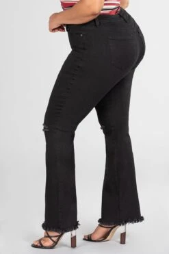 Women's Plus Distressed Super Flare Jeans -Wana Fashion Shop EP912956 1252 3