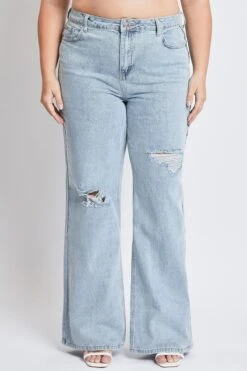 Women's Plus High Rise Relaxed Wide Leg Jeans -Wana Fashion Shop EP96876 2956L 1