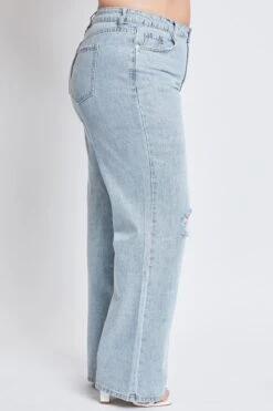 Women's Plus High Rise Relaxed Wide Leg Jeans -Wana Fashion Shop EP96876 2956L 2