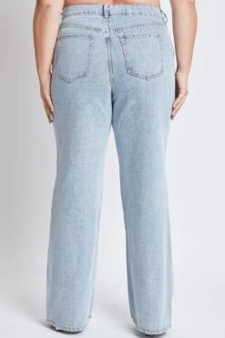 Women's Plus High Rise Relaxed Wide Leg Jeans -Wana Fashion Shop EP96876 2956L 3