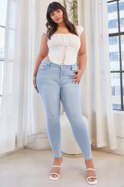 Women's Plus SizeSustainable Curvy FitSkinny Jeans 26 Women's Plus SizeSustainable Curvy FitSkinny Jeans -Wana Fashion Shop EP988953 L108 LS1