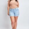 Women's Plus Vintage Dream Frayed Hem Shorts -Wana Fashion Shop ES232670N L1868 1