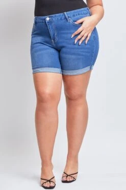 Women's Plus Curvy Fit Shorts With Rolled Cuffs -Wana Fashion Shop ES242896 M1569 3