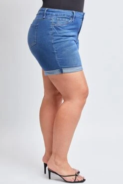 Women's Plus Curvy Fit Shorts With Rolled Cuffs -Wana Fashion Shop ES242896 M1569 4