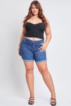 Women's Plus Curvy Fit Shorts With Rolled Cuffs -Wana Fashion Shop ES242896 S1569 1