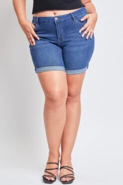Women's Plus Curvy Fit Shorts With Rolled Cuffs -Wana Fashion Shop ES242896 S1569 4