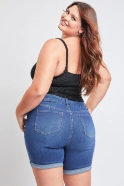 Women's Plus Curvy Fit Shorts With Rolled Cuffs -Wana Fashion Shop ES242896 S1569 6