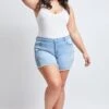 Women's Plus Curvy Fit Jeans Shorts With Fray Hem -Wana Fashion Shop ES256741 L2649 1