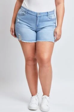 Women's Plus Curvy Fit Jeans Shorts With Fray Hem 12 Women's Plus Curvy Fit Jeans Shorts With Fray Hem -Wana Fashion Shop ES256741 L2649 2